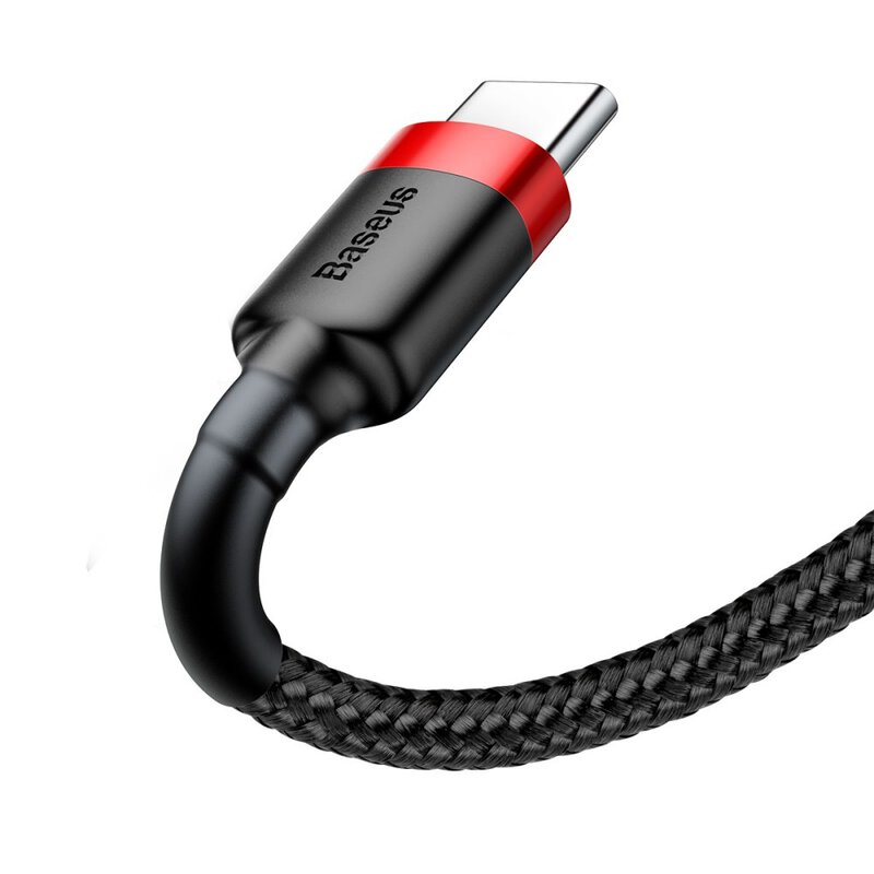 CABLU alimentare si date Baseus Cafule, Fast Charging Data Cable pt. smartphone, USB la USB Type-C 2A, 3m, rosu+negru 