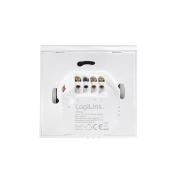 INTRERUPATOR LOGILINK, Wi-Fi Smart, ecran tactil, 2 butoane, indicator LED, compatibil TUYA, Amazon Alexa si Google Home, alb 