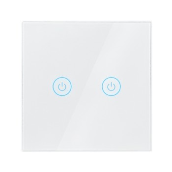 INTRERUPATOR LOGILINK, Wi-Fi Smart, ecran tactil, 2 butoane, indicator LED, compatibil TUYA, Amazon Alexa si Google Home, alb 