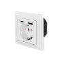 PRIZA LOGILINK, pentru perete, Schuko x 1, USB x1 / USB-C x 1 5 V/2.8 A max, 230 V AC, 50 Hz, alb 
