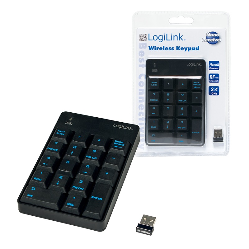 TASTATURA numerica  Logilink, wireless, 18 taste, negru, 