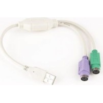 CABLU USB GEMBIRD splitter, USB 2.0 (T) la 2 x PS2 (T), 30cm, adaptor USB la mufe PS2 pt. tastatura si mouse, alb, 
