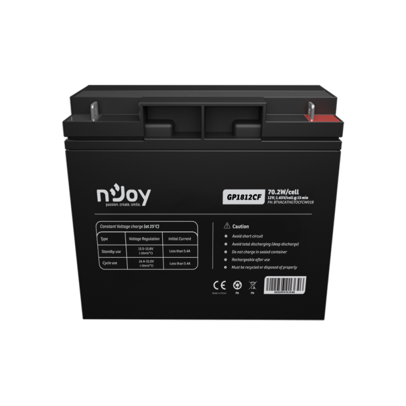 Baterie UPS nJoy | BTVACATHGTOCFCW01B | GP1812CF | 12 V | 18 A | Borne F3 | 70,2 W | 181 x 77 x 167 mm 
