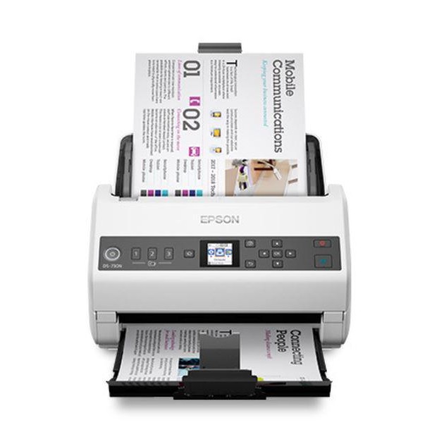 Scanner Portabil  EPSON DS-730N, A4, Viteza de scanare duplex: 40ppm/80ipm, Optiuni: , Conectivitate:USB, Scanare ambele fete:Da, ADF:100coli, (Timbru  Verde11Lei) 