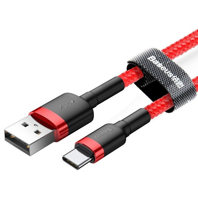CABLU alimentare si date Baseus Cafule, Fast Charging Data Cable pt. smartphone, USB la USB Type-C 3A, 1m, rosu 