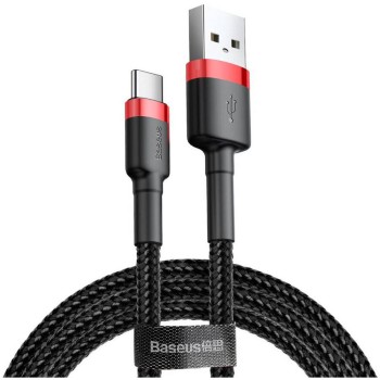 CABLU alimentare si date Baseus Cafule, Fast Charging Data Cable pt. smartphone, USB la USB Type-C 3A, 1m, rosu + negru 