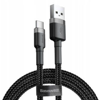 CABLU alimentare si date Baseus Cafule, Fast Charging Data Cable pt. smartphone, USB la USB Type-C 3A, 1m, gri + negru 