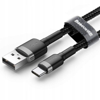 CABLU alimentare si date Baseus Cafule, Fast Charging Data Cable pt. smartphone, USB la USB Type-C 2A, 2m, gri + negru 