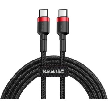 CABLU alimentare si date Baseus Cafule, Fast Charging Data Cable pt. smartphone, USB Type-C la USB Type-C 3A / 60W, 1m, rosu + negru 