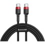 CABLU alimentare si date Baseus Cafule, Fast Charging Data Cable pt. smartphone, USB Type-C la USB Type-C 3A / 60W, 1m, rosu + negru 