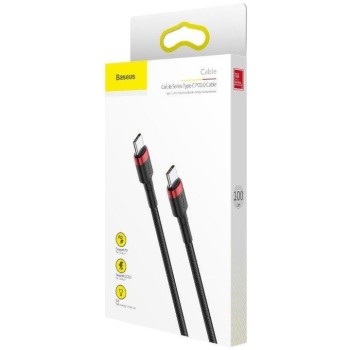CABLU alimentare si date Baseus Cafule, Fast Charging Data Cable pt. smartphone, USB Type-C la USB Type-C 3A / 60W, 1m, rosu + negru 