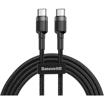 CABLU alimentare si date Baseus Cafule, Fast Charging Data Cable pt. smartphone, USB Type-C la USB Type-C 3A / 60W, 1m, gri + negru 