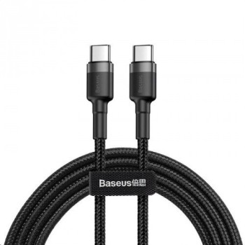 CABLU alimentare si date Baseus Cafule, Fast Charging Data Cable pt. smartphone, USB Type-C la USB Type-C 3A / 60W, 2m, gri + negru 