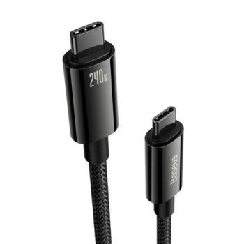 CABLU alimentare si date Baseus Tungsten Gold, Fast Charging Data Cable pt. smartphone, USB Type-C la USB Type-C 240W, braided, 1m, negru 