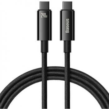CABLU alimentare si date Baseus Tungsten Gold, Fast Charging Data Cable pt. smartphone, USB Type-C la USB Type-C 240W, braided, 1m, negru 