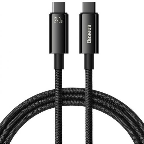 CABLU alimentare si date Baseus Tungsten Gold, Fast Charging Data Cable pt. smartphone, USB Type-C la USB Type-C 240W, braided, 1m, negru 