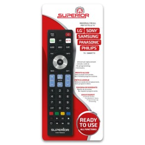 TELECOMANDA UNIVERSALA Superior, compatibila televizoare Samsung, LG, Philips, Sony, Panasonic, bateriile (2 x AAA) nu sunt incluse, negru 