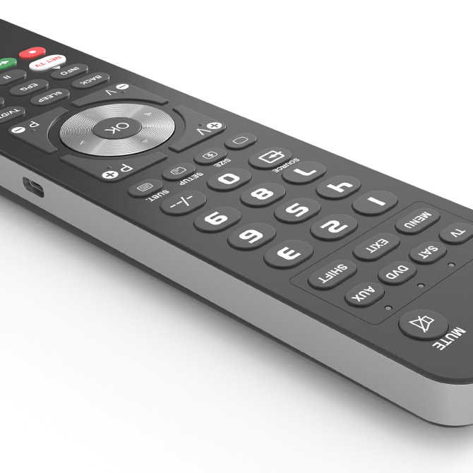 TELECOMANDA UNIVERSALA Superior, 2 in 1, programabila simultan pt. TV, DVD, satelit si AUX, conectare PC prin USB Type-C, cablu inclus, baterii 2 x AAA (neincluse), negru 