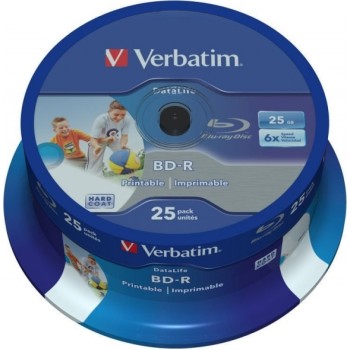 BD-R VERBATIM  25GB, viteza 6x, 25 buc, Single Layer, spindle, printabil, 