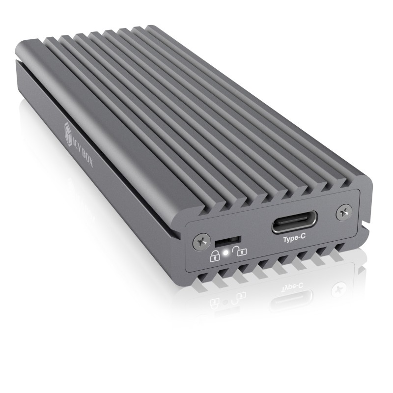 RACK extern Icy Box, pt. SSD, 1xM.2 SSD la USB 3.1 gen2-C,pana la 10Gbit/s, 22x30/ 42/ 60/ 80, aluminiu,radiator aluminiu+pad silicon,prot.scriere, negru, 