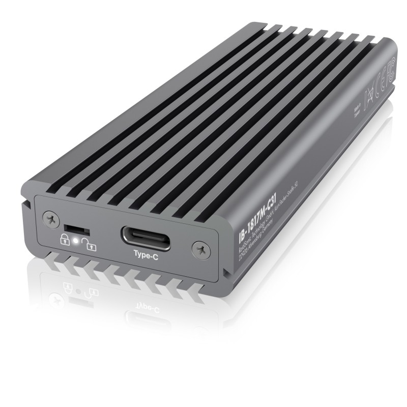RACK extern Icy Box, pt. SSD, 1xM.2 SSD la USB 3.1 gen2-C,pana la 10Gbit/s, 22x30/ 42/ 60/ 80, aluminiu,radiator aluminiu+pad silicon,prot.scriere, negru, 