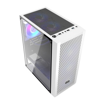 CARCASA PCCOOLER, Middle Tower, ATX, fara sursa, sticla securizata, 3 ventilatoare incluse, iluminare ARGB, alb, USB 3.2 gen 1 x 1, USB 2.0 x 2, mic, audio, 