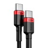 CABLU alimentare si date Baseus Cafule, Fast Charging Data Cable pt. smartphone, USB Type-C la USB Type-C PD2.0, 100W, braided, 2m, rosu + negru 
