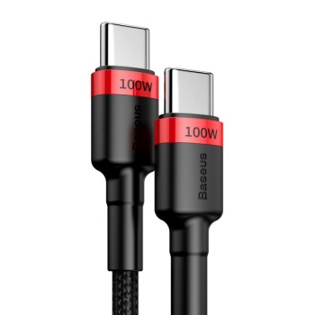 CABLU alimentare si date Baseus Cafule, Fast Charging Data Cable pt. smartphone, USB Type-C la USB Type-C PD2.0, 100W, braided, 2m, rosu + negru 