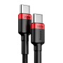 CABLU alimentare si date Baseus Cafule, Fast Charging Data Cable pt. smartphone, USB Type-C la USB Type-C PD2.0, 100W, braided, 2m, rosu + negru 