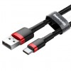 CABLU alimentare si date Baseus Cafule, Fast Charging Data Cable pt. smartphone, USB la USB Type-C, 100W, braided, 2m, rosu + negru 