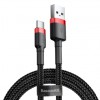 CABLU alimentare si date Baseus Cafule, Fast Charging Data Cable pt. smartphone, USB la USB Type-C, 100W, braided, 2m, rosu + negru 