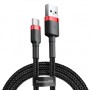 CABLU alimentare si date Baseus Cafule, Fast Charging Data Cable pt. smartphone, USB la USB Type-C, 100W, braided, 2m, rosu + negru 