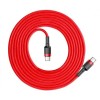 CABLU alimentare si date Baseus Cafule, Fast Charging Data Cable pt. smartphone, USB Type-C la USB Type-C 3A / 60W, braided, 2m, rosu 