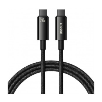 CABLU alimentare si date Baseus Tungsten Gold, Fast Charging Data Cable pt. smartphone, USB Type-C la USB Type-C PD 3.1, 240W, braided, 3m, negru 
