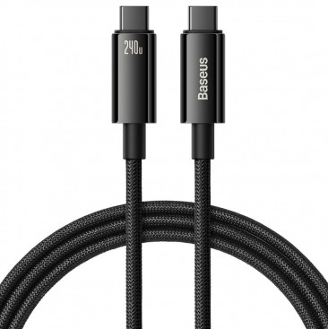CABLU alimentare si date Baseus Tungsten Gold, Fast Charging Data Cable pt. smartphone, USB Type-C la USB Type-C PD 3.1, 240W, braided, 3m, negru 