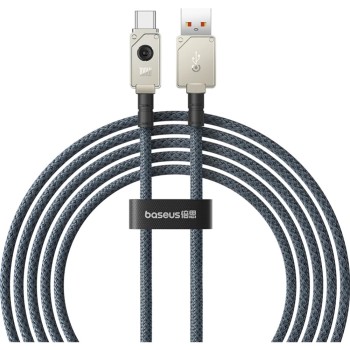 CABLU alimentare si date Baseus Unbreakable, Fast Charging Data Cable pt. smartphone, USB la USB Type-C 100W, 2m, braided aliaj zinc, alb 