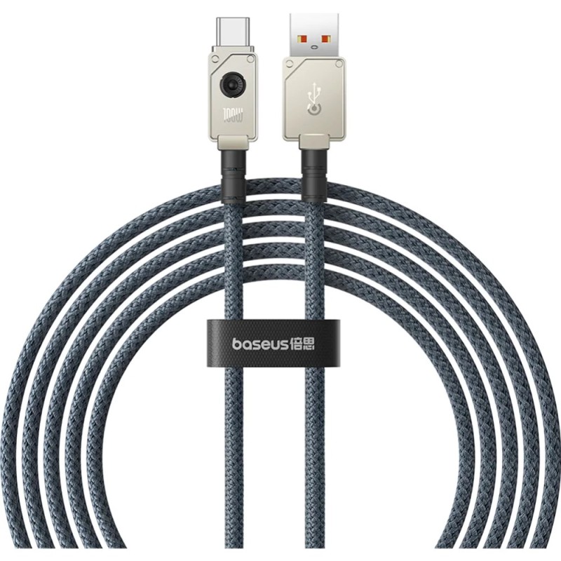 CABLU alimentare si date Baseus Unbreakable, Fast Charging Data Cable pt. smartphone, USB la USB Type-C 100W, 2m, braided aliaj zinc, alb 