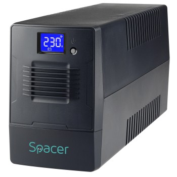 UPS Spacer Line Int. cu management, LCD,   600VA/ 360W, AVR, 2 x socket Schuko, display LCD, 1 x baterie 12V/7Ah, conector USB, combo RJ11/RJ45, bateria are 12 luni garantie, 