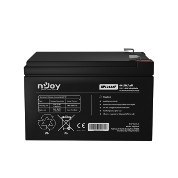 UPS- acumulatori Njoy  GP12122F | Baterie UPS | 12 V | 12 A | Borne F2 | 44,5 W | 151 x 98 x 101 mm 