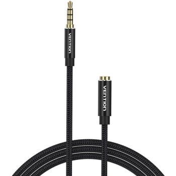 Cablu audio Vention, Jack 3.5mm (T) la Jack 3.5mm (M), 2m, conectori auriti, braided BBC, negru, 