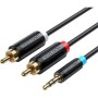 Cablu audio Vention, Jack 3.5mm (T) la 2 x RCA (T), 1.5m, conectori auriti, PVC, negru, 
