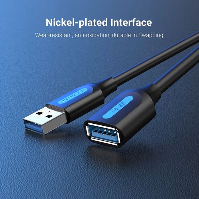 Cablu USB prelungitor Vention, USB 3.2 gen 1 (T) la USB 3.2 gen 1 (M), 0.5m rata transfer 5 Gbps, invelis PVC, negru, 