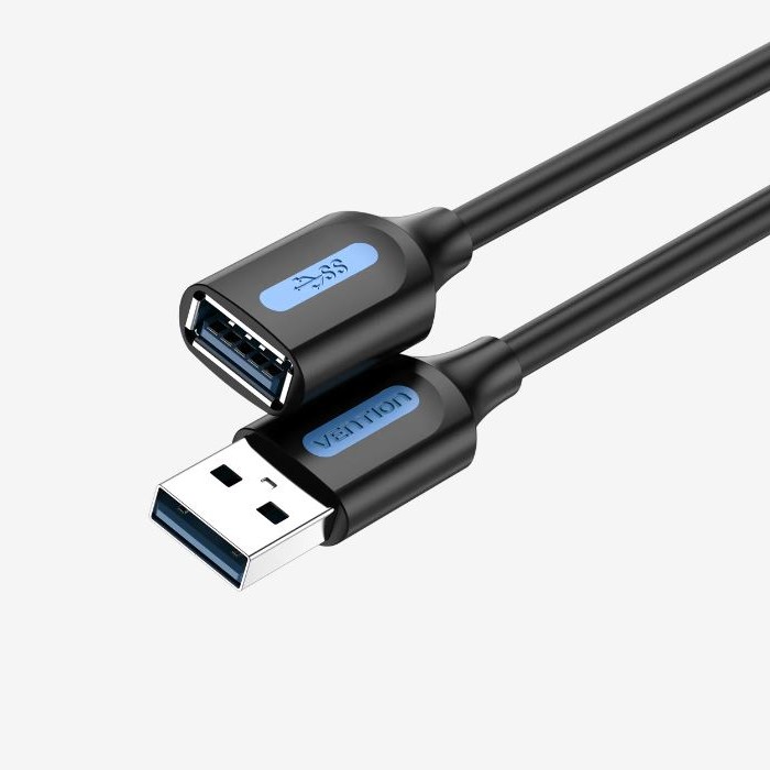 Cablu USB prelungitor Vention, USB 3.2 gen 1 (T) la USB 3.2 gen 1 (M), 0.5m rata transfer 5 Gbps, invelis PVC, negru, 