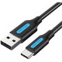 Cablu alimentare si date Vention, USB 2.0 (T) la USB Type-C (T), 1m rata transfer 480 Mbps, invelis PVC, negru, 