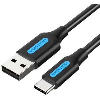 Cablu alimentare si date Vention, USB 2.0 (T) la USB Type-C (T), 2m rata transfer 480 Mbps, invelis PVC, negru, 