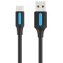 Cablu alimentare si date Vention, USB 2.0 (T) la USB Type-C (T), 3m rata transfer 480 Mbps, invelis PVC, negru, 