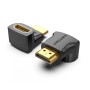 Adaptor video Vention, HDMI(T) la HDMI(M), rezolutie maxima 4K la 60Hz, conectori auriti, unghi 270 grade, invelis PVC, negru, 