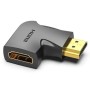 Adaptor video Vention, HDMI(T) la HDMI(M), rezolutie maxima 4K la 60Hz, conectori auriti, unghi 90 grade, invelis PVC, adaptor vertical, negru, 