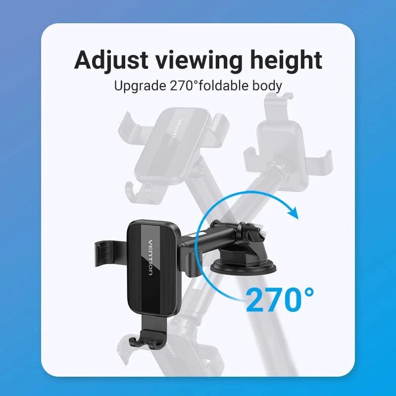Suport AUTO Vention pt SmartPhone, fixare parbriz sau bord prin ventuza, unghi reglabil, device compatibil 4.7-7.2inch, negru, 