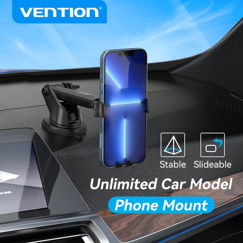 Suport AUTO Vention pt SmartPhone, fixare parbriz sau bord prin ventuza, unghi reglabil, device compatibil 4.7-7.2inch, negru, 